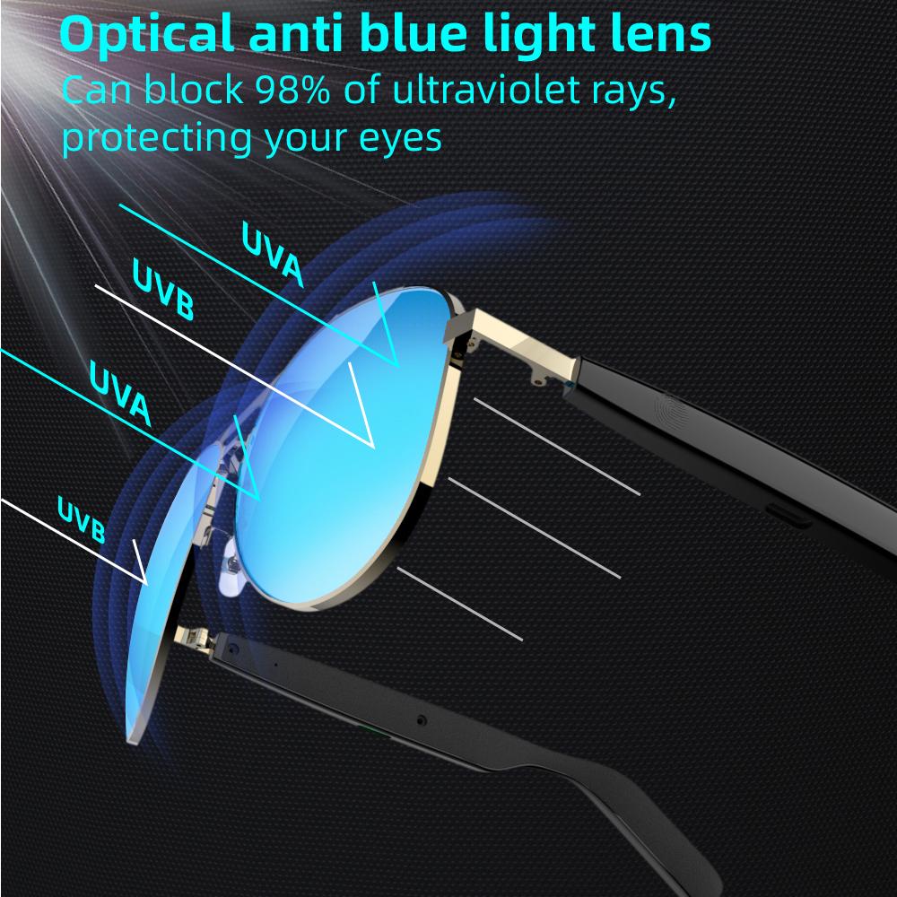 Smart Bluetooth 5.4 Stereo Headset Glasses Wireless Sports Earbuds Anti-blue Light Smart Sunglasses