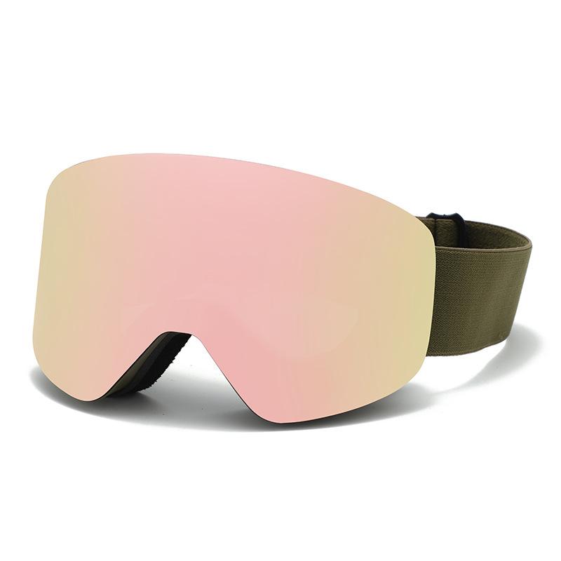 Magnetic ski goggles with cylindrical double-layer anti-fog protection for children and adults, large spherical ski goggles compatible with