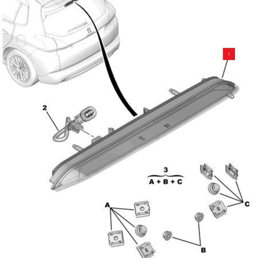 Hochwertige dritte Bremsleuchte für Peugeot 2008/308S/DS6 (9804764980)