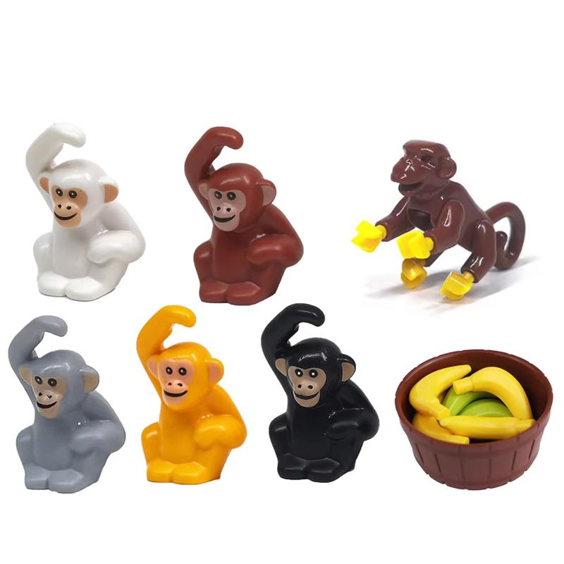 MOC Tier Szene Bausteine Katzen Hunde Schafe Schweine Hühner Adler Papageien Delfin Zoo Rahmen Zubehör DIY Spielzeug Steine T14