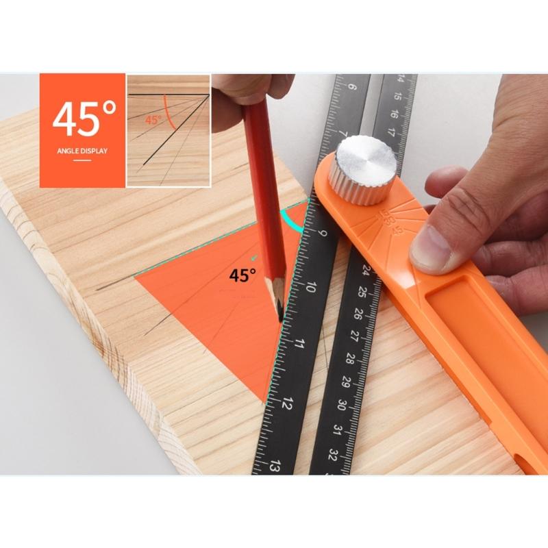 Quadratisches Messwerkzeug Schiebendes T-Winkelmesser Wasserwaage Lineal mit Libelle Winkelmesser