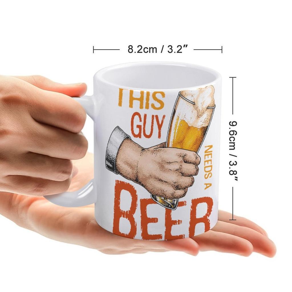 1pc 11oz Ceramic Mug with Double-Sided Print for Beer Fans, Fun Daily Coffee Drinkware
