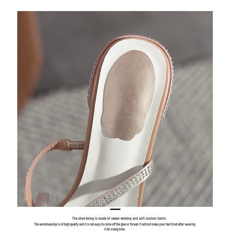 2023 Stylish Rhinestone Bowknot Ankle Strap High Heel Sandals for Women