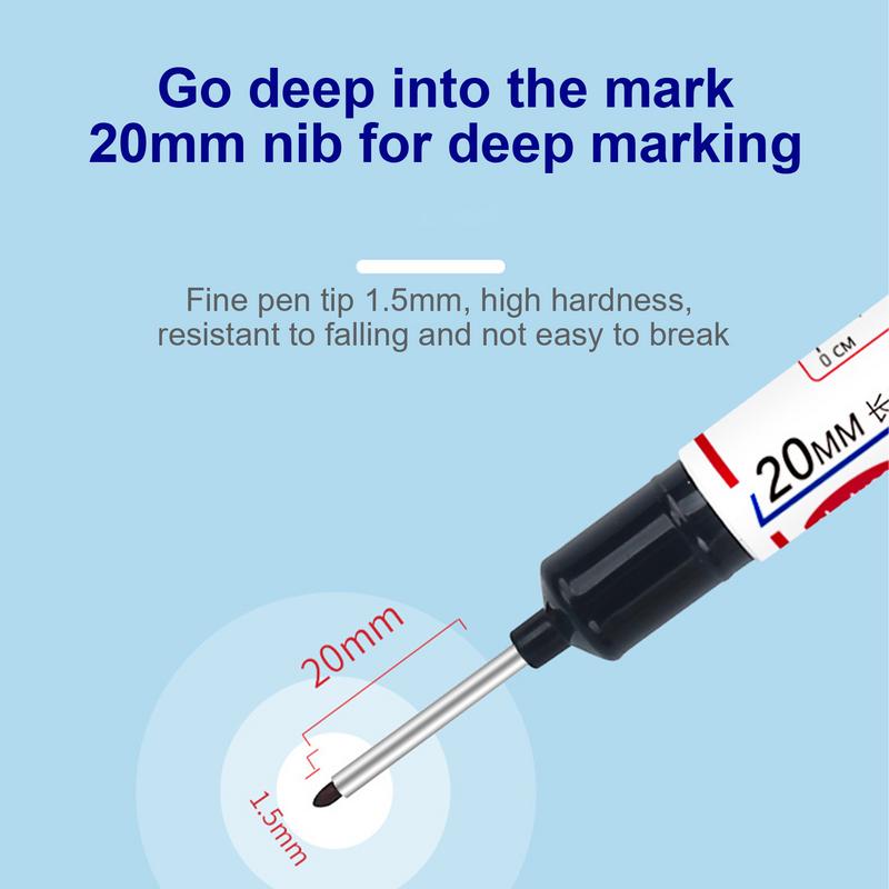 Long Head Deep Hole Marker Long Nose Mechanical Pen Drill Hole Marker Colorful Waterproof Carpenter Ink Marker Pen For Glass