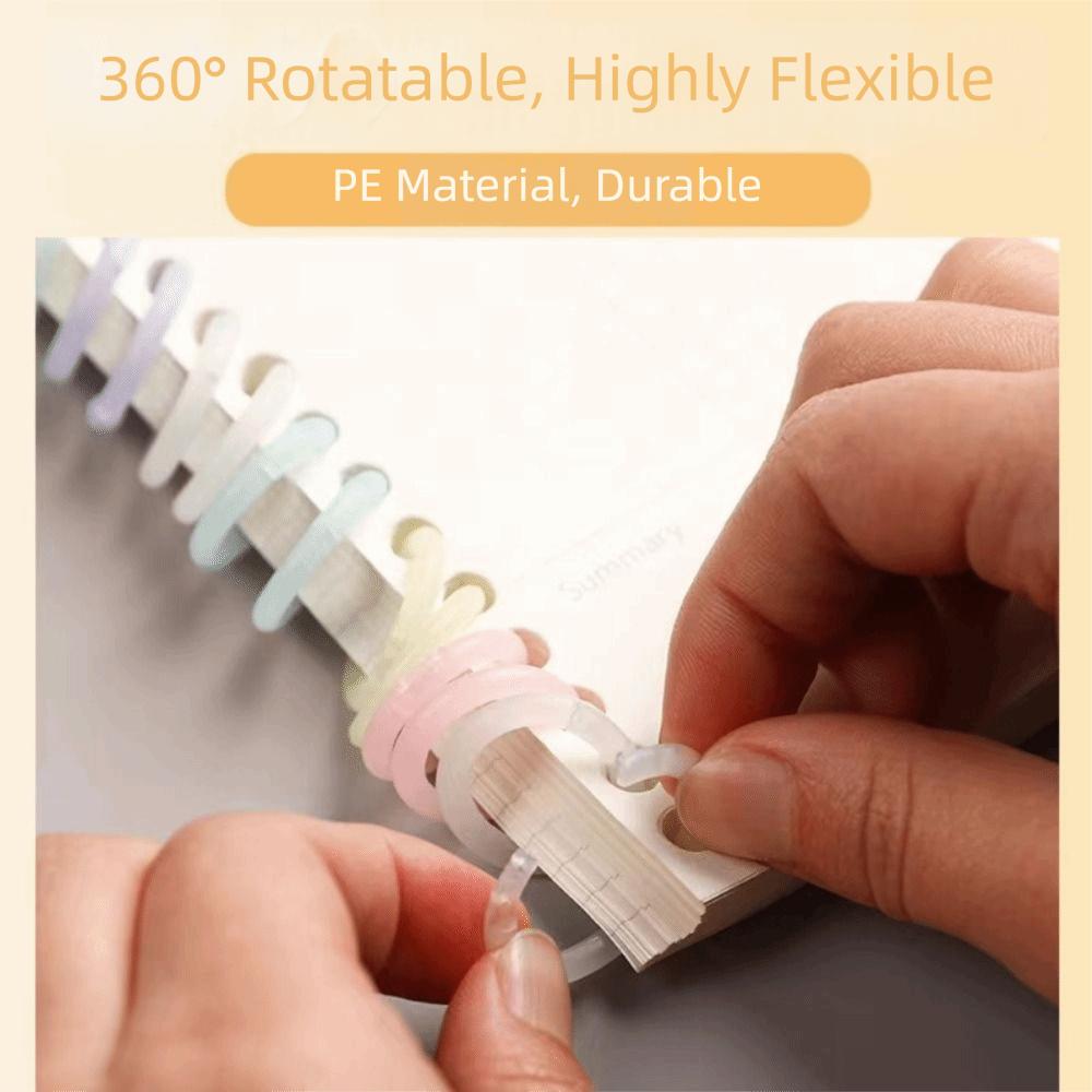 20pcs/box Transparent Colorful Plastic Binding Coils Punch Buckle Rings  Binding Notebooks