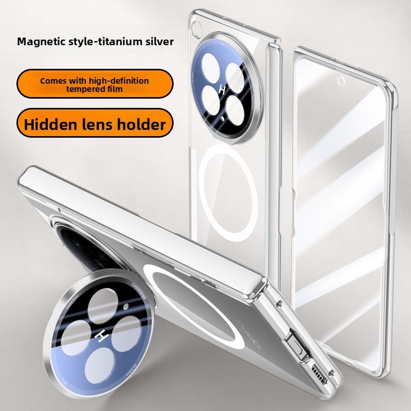For OPPO Find N6 Case Luxury Plating Magsafe Stand Magnetic Protective Back Cover Case For Find N6 N5 Spring Hinged Holder Shell