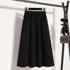 Autumn New Style Corduroy Midi A-Line Skirt for Women, High-Waisted, Slimming, Elastic Waist, Pleated Dress