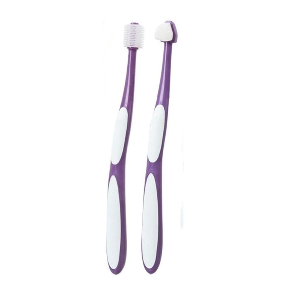 

2pcs 360 Degree Cleaning Dog Toothbrush Bite Resistant Soft Hair Bristles Oral Cleaning Brush Micro Head Teeth Cleaning Brush фиолетовый