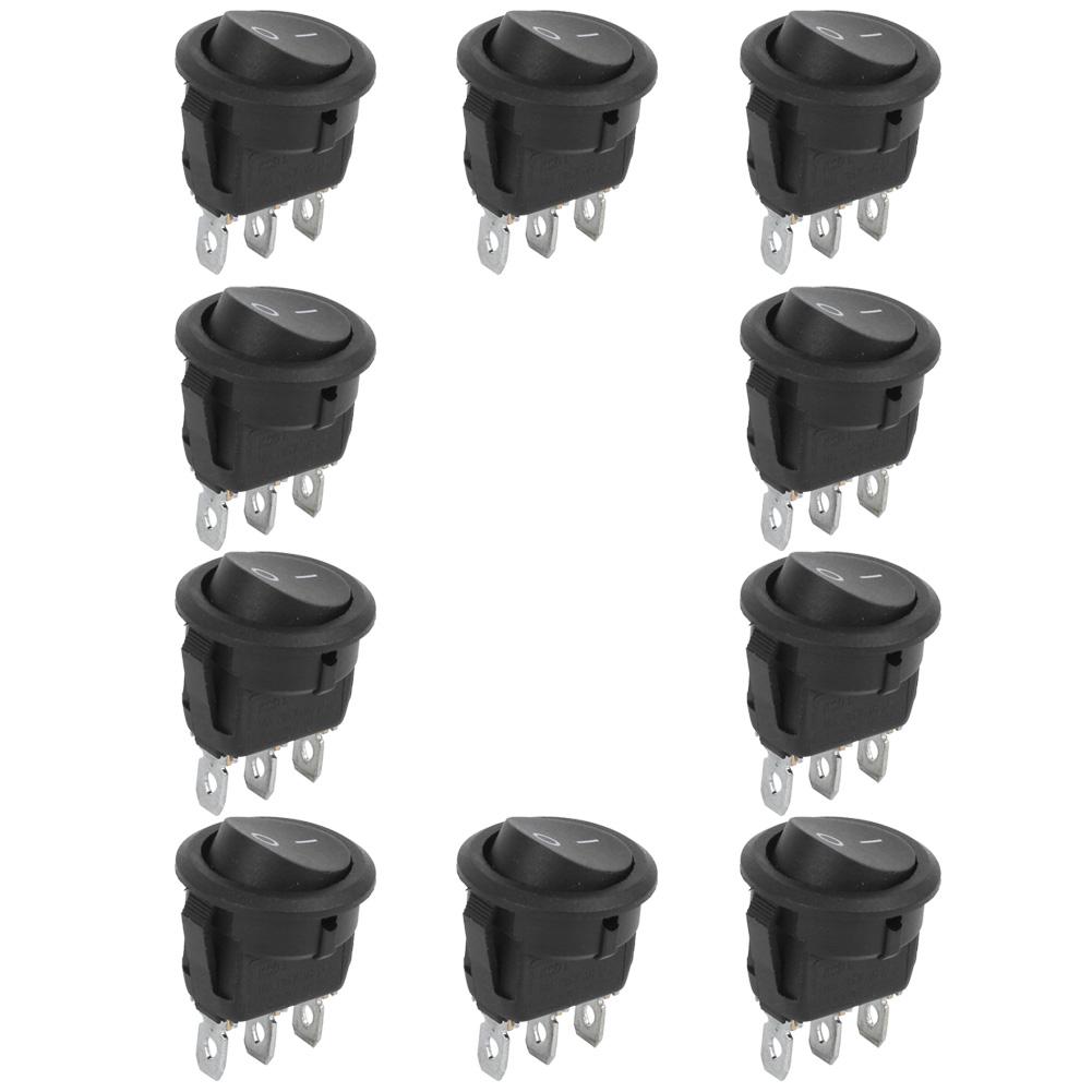10pcs 23mm  Rocker Switches 3Pin 2Position Round Boat  ONOFF