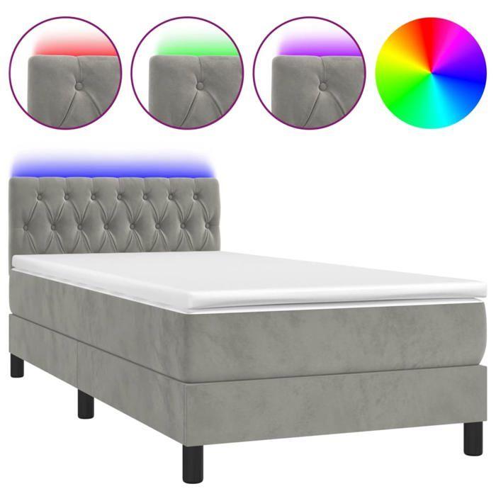 VidaXL Sommier à Lattes de Lit avec Matelas et LED, Lit Rembourré, Lit Simple, Lit Adulte de Chambre à Coucher Intérieur, 3134567