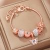 Sweet Pink Heart Butterfly Beaded Bracelet for Women