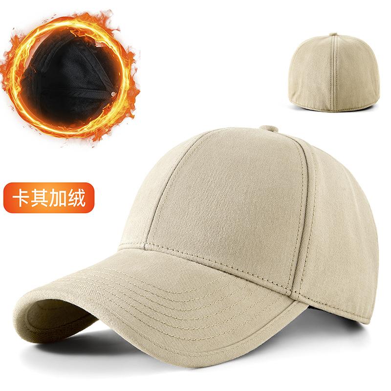 

Весенне-осенняя новая бейсболка большого размера с полировкой, бархатная кепка для мужчин среднего и пожилого возраста, полностью закрытая теплая шапка XL（60cm） хаки