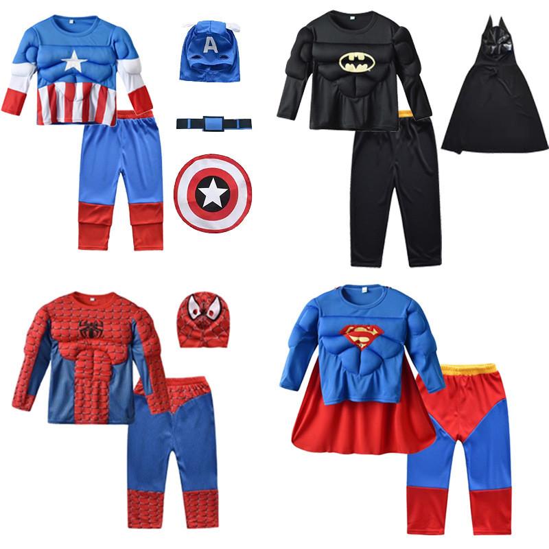 Spider Man Captain America Hulk Batman Superman Kinderen Cosplay Kostuum Set Met Polyester En Spandex Voor Halloween En Podiumshows