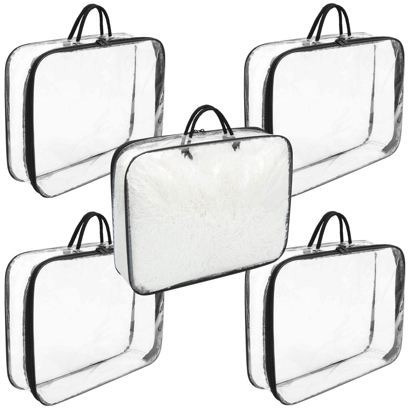 

5Pcs Large Toy Storage Bags Reusable Clear PVC Yarn Storage Bag with Handle and Zipper Travel Waterproof Storage Organizer Bags