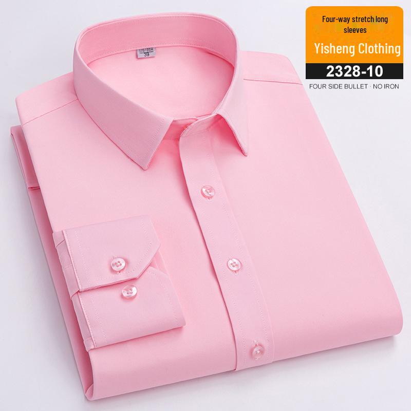 2026 Men s Versatile Stretch Anti-Wrinkle Long-Sleeved Square Collar Business Casual Shirt Size 38
