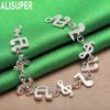 925 Sterling Silver Musical Note Element Side Chain Bracelet - Exquisite Gift Jewelry