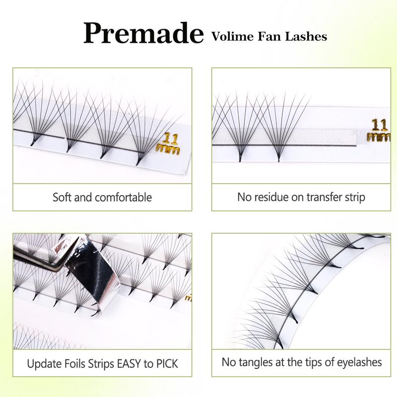 Premade Fans Lash Extensions Sharp Narrow Base Thin Pointy Stem 5D 6D 8D 10D 12D 14D 30D 40D Super Fans Premade Ready Fan Lashes