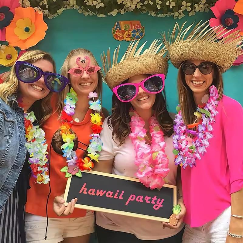 5-50Pcs Hawaiian Artificial Flower Necklace Summer Tropical Beach Birthday Party Decoration Supplies Wedding Favors for Guests