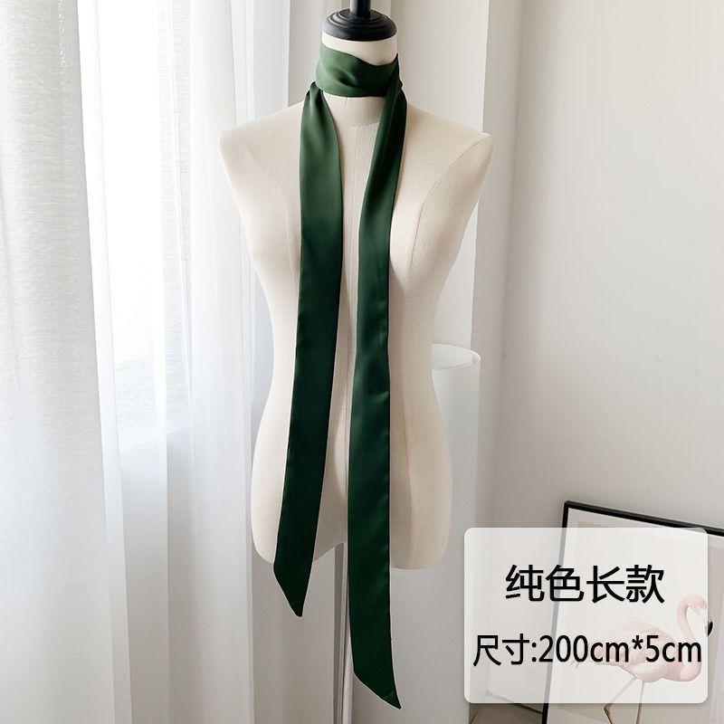 5x200cm Satin Silk Narrow Scarf Neckerchief Solid Neck Scarves Long Silk Thin Scarf Head Neck Hair Band Bag Ribbon Headbands DIY