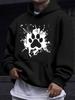 American/European Style Unisex Autumn/Winter Printed Hoodie Long-Sleeve Sweatshirt, Ink Splatter Pet Paw Print Art Hooded Print Sweatshirt, Trendy Cas