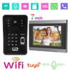 7in Video Doorbell Wired for TUYA Infrared Night Vision Fingerprint IC Card Remote Control