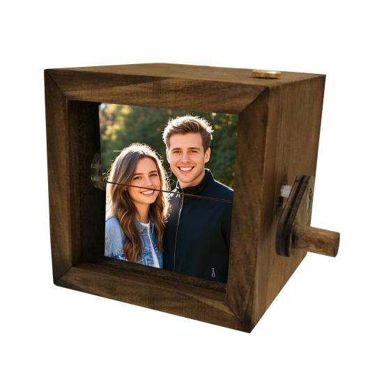 Personalizovaná animovaná krabička na flipbook s vestavěným osvětlením, ručně ovládané fotoalbum pro 8/16 fotografií, dřevěný rám, jedinečný dárek pro vzpomínky a domov