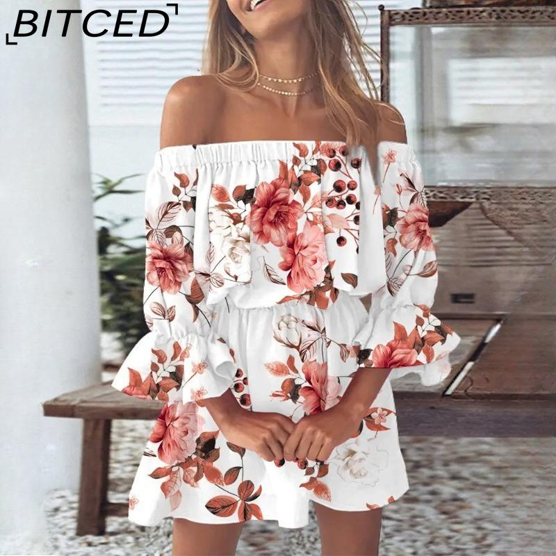 BITCED Spring/Summer Women's Sexy Fashion Off-the-Shoulder Printed Dress