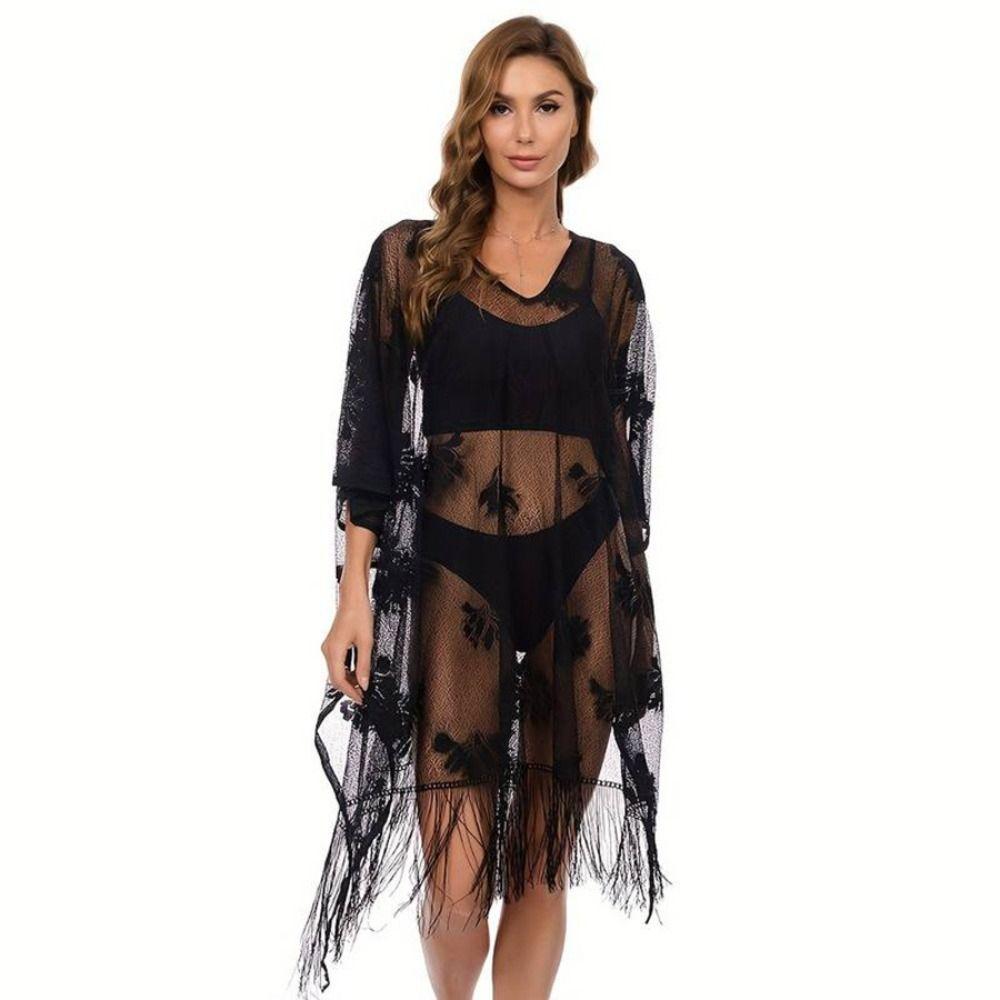 Hollow Out Beach Cover Up Lace Mesh Bikini Cover Up Fashion Swimsuit Cover Up For Women