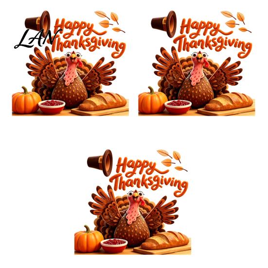Easy Apply Window Paster Autumn Thanksgiving Turkey Static Sticker, Decorative Removable PVC Decals, Harvest Festival Art Theme Wall Clings for Indoor