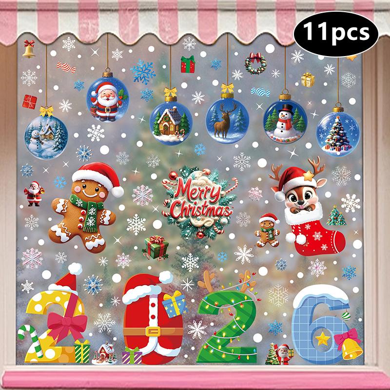 Creative Christmas Decorations, Electrostatic Stickers, Shop Window Decorations, Christmas Decorative Glass Stickers