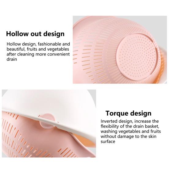 Drain Basket 360 Degree Free Rotation Detachable Double Layer Fruit Vegetable Drain Colander for Home