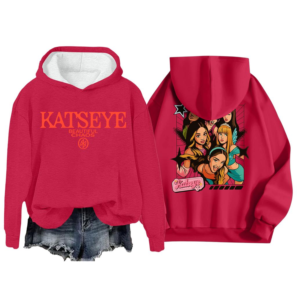 Women's Fashion Casual Long Sleeve Loose Printed Pullover Sports Long Sleeve Hooded Sweatshirt