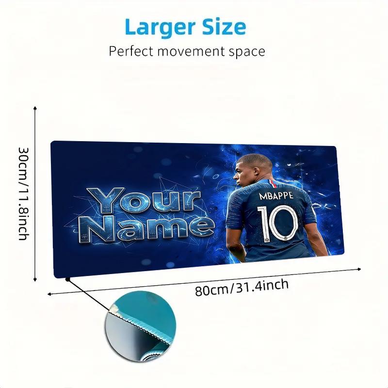 Mbappe Custom Name Large Size Mouse Pad Large Gaming Table Cushion Non-slip Laptop Tablet Big Mousepad XXL Mat Mini PC Playmat With Lock edge