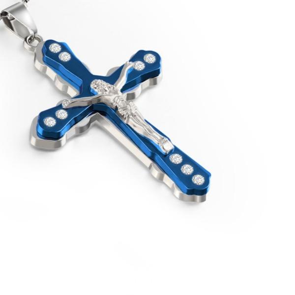 Moda clasică Cruce Isus pandantiv Colier bărbați Bijuterii credință (cu Silver Keel