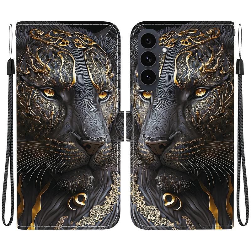 S25 FE Animal Case Lion Panda Leather Phone Cover For Samsung Galaxy S25+ Plus Ultra Edge FE Wallet Flip Etui Card Protect Cases