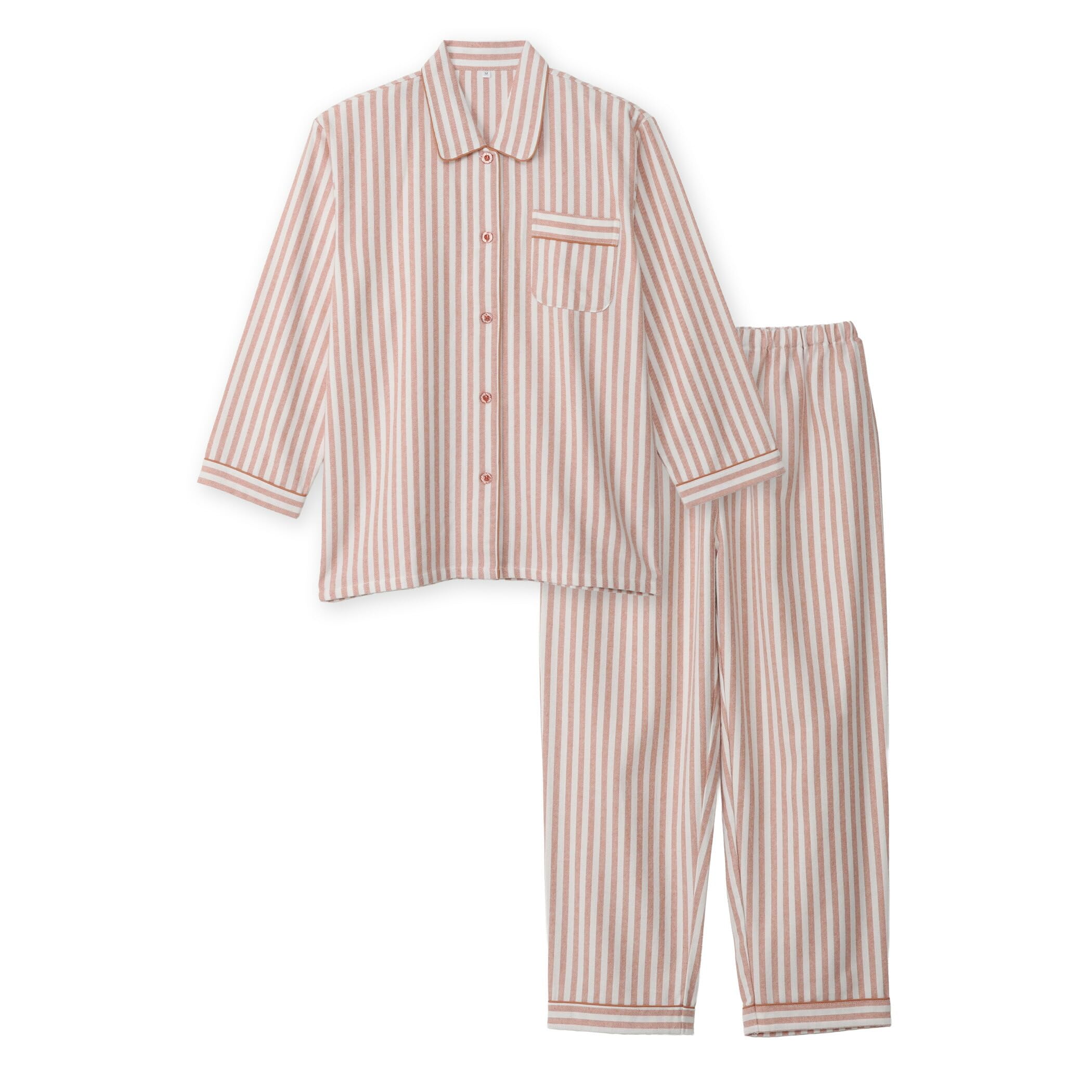 

Cotton Flannel Pajama Soft and Long Size Perfect for Fall and Winter Women s 100% Set, Comfortable, Sleeve, Yarn-Dyed Striped, Breathable, Orange, L, оранжевый