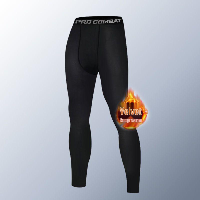 Мужской зимний фитнес-комплект T5J: Быстросохнущий, теплый, плотно прилегающий лонгслив для бега и тренировок 2XL (145-165 lbs)