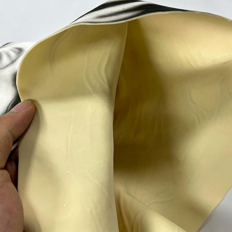 Vollkopf-Latex-Kostümmaske mit gestreiftem Tiergesicht, Nackenabdeckung, Augenöffnungen und offenem Mund für Mottoparty-Outfits und Fotoautomaten