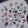 10Pcs Retro Cross Nail Charm Alloy Rhinestones Cross Charms Punk Gothic Nail Art