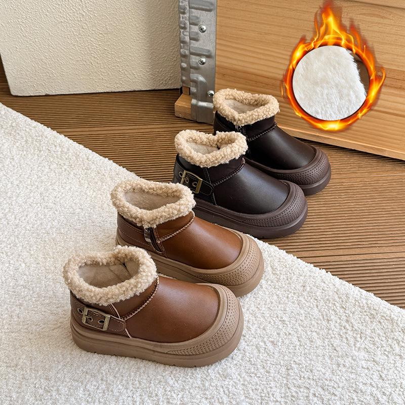 Kids' Winter 2025 Velvet-Lined Boots: Cozy Short Boots for Boys & Girls