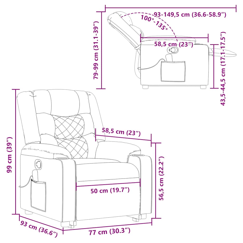 Massage Recliner with Rising Function Cream Fabric