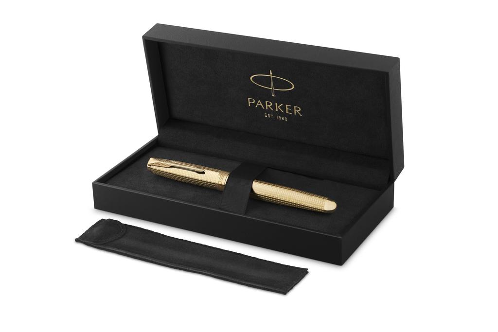 PARKER Sonnet Gold Sizzle GT SE Fountain Fine 18K Gold Gift Box Genuine 2209265 Pen, Nib, Nib, Included, Gift, Luxury, Official, Import,