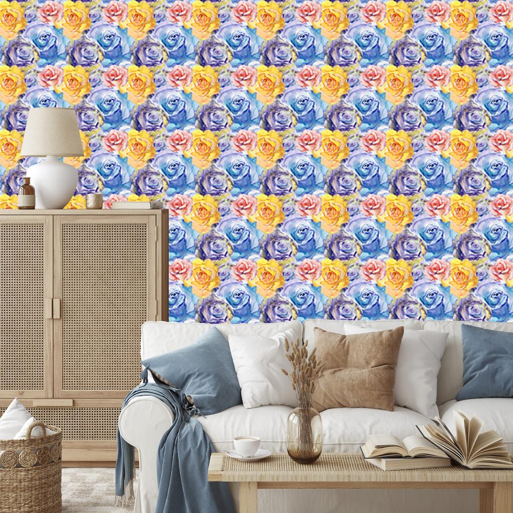 Colorful Rose Flowers Wallpaper for Living Room and Bedroom 50x1000