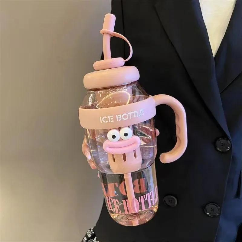 1100ML Sports Water Bottle Cute Aesthetic Large Capacity Straw Cup for Women Children Water Cup Summer Outdoor Portable Use