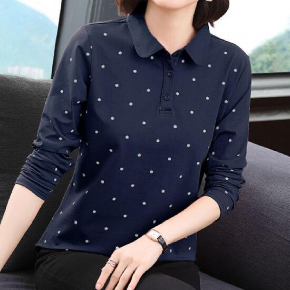 Navava NT2895 Snowflake PaTTern PoinT Collar Long Sleeve T shirT