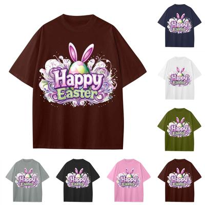 Lässiges, lockeres T-Shirt mit Osterdruck für Jungen und Mädchen, Rundhalsausschnitt, Pullover, kurzärmelig