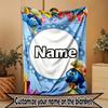 Custom Name Personalized Blue Smurfs Print Blanket, Home Decor, Bedroom, Sofa, Camping, Couch, Gifts for Birthday Christmas