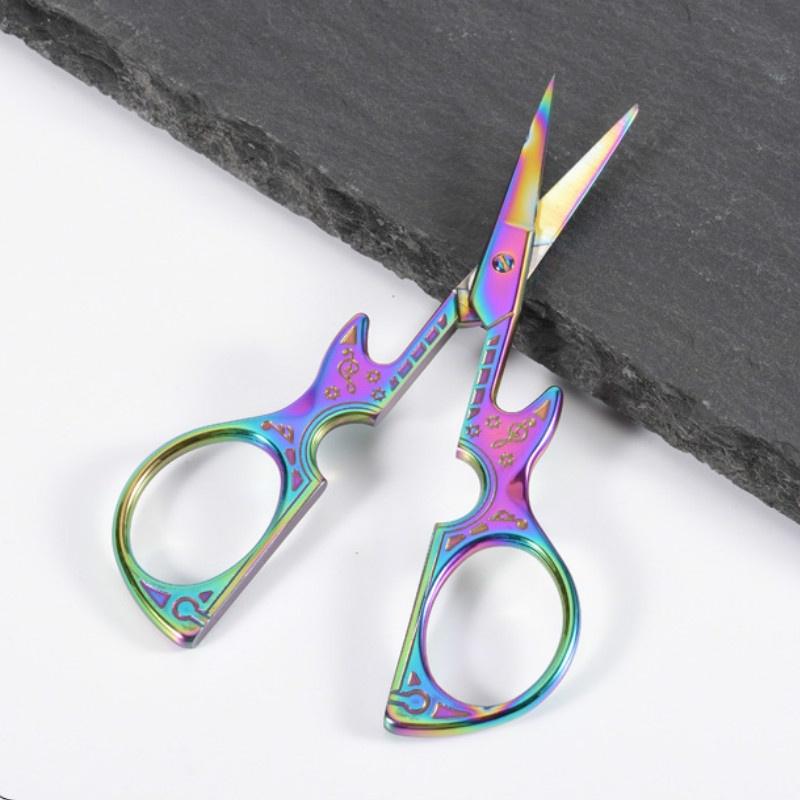 Stainless Steel Eyebrow Scissors Guitar Shaped Scissors Cosmetic Tools Home Made Hand Scissors