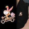 Rhinestone Lovely Rabbit Ridding Bicycle Brooches Exquisite Female Love Heart Bunny Brooch Pins Jewelry Gifts