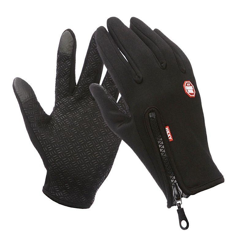 

2025 Autumn And Winter Outdoor Cycling Gloves Mountaineering Fitness Sports Windproof Long Finger Plus Velvet Warm Gloves M чорний